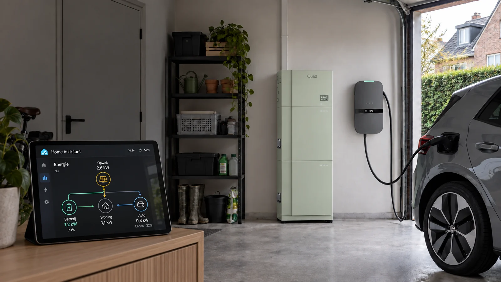 Home Assistant energiedashboard bij thuisbatterij en laadpunt